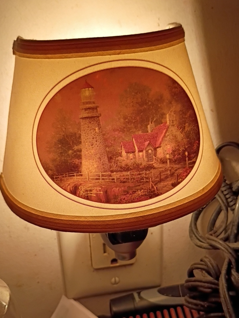 Vintage Thomas Kinkade Cottage & Lighthouse Nightlight Lamp Shade